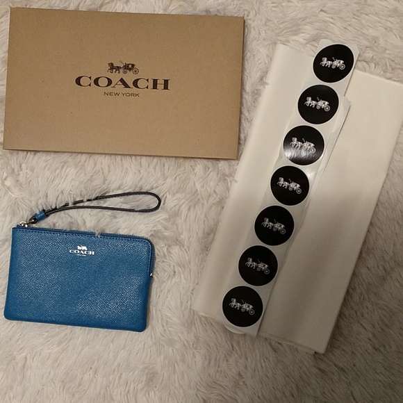 Coach Handbags - New Authentic Blue Coach Wristlet  sz 6 x 4